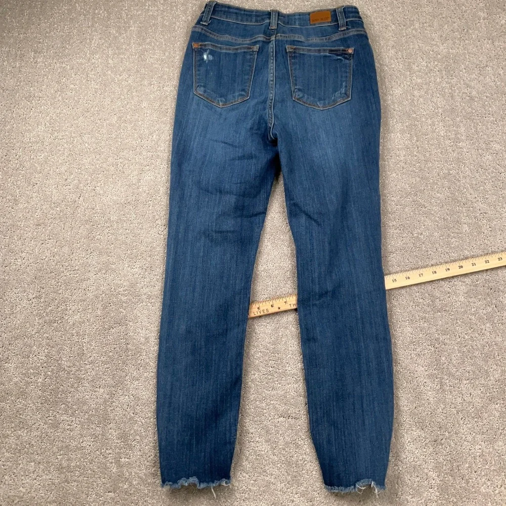 Judy Blue LA Jeans Women 7/28 Blue JB82202MD Skinny Fit Distressed Raw Hem Denim